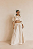 Beige Ruched A Line Maxi Astra Skirt