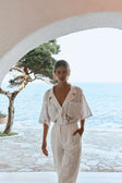 Nissi Collared White Embroidered Short Sleeve Shirt - Corallo Bianca