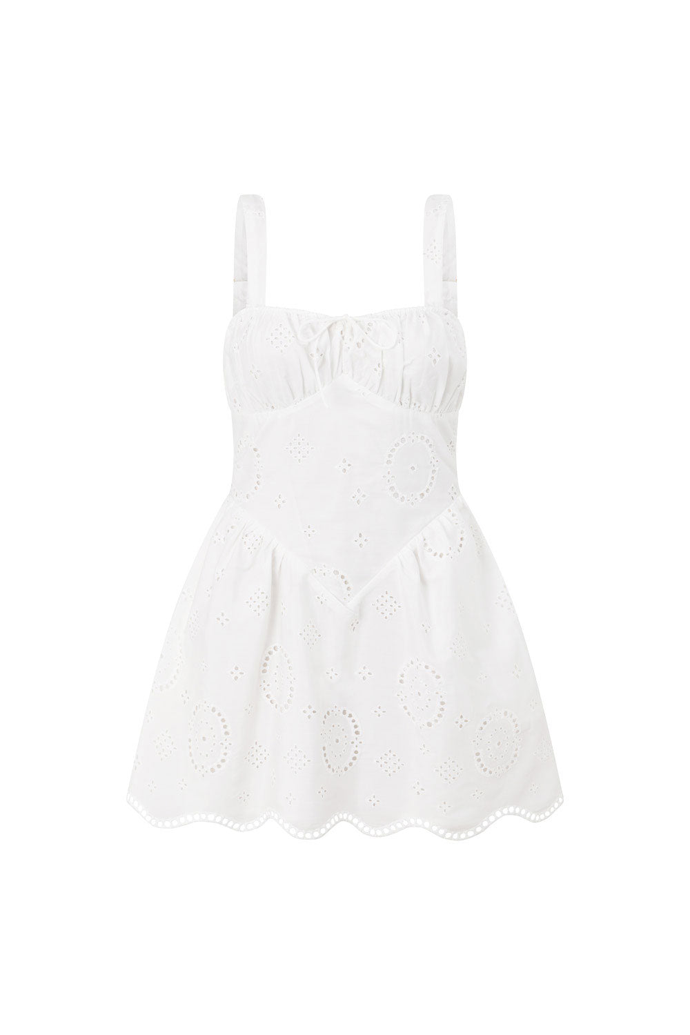 White Embroidered Mini Josefina Dress