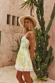 Green Fiore Festivio Print A Line Mini Stelle Dress