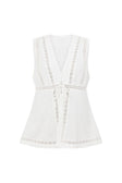 White Cotton Lace V Neck Split Cerelia Top
