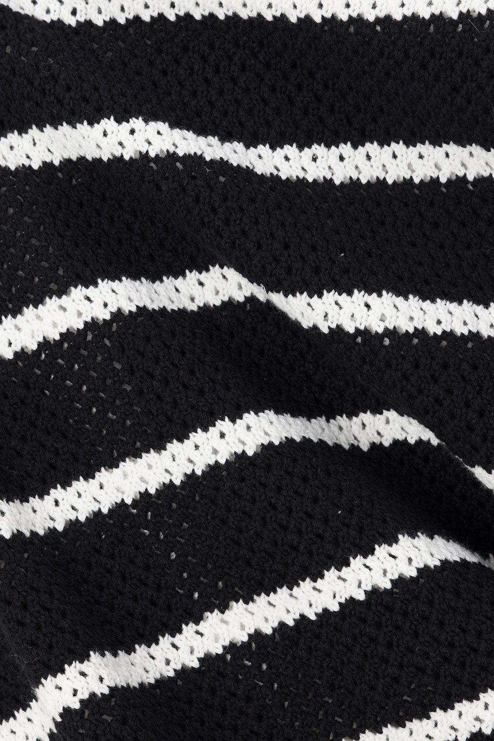 Black And White Stripe Knit Button Up Collar Mia Top