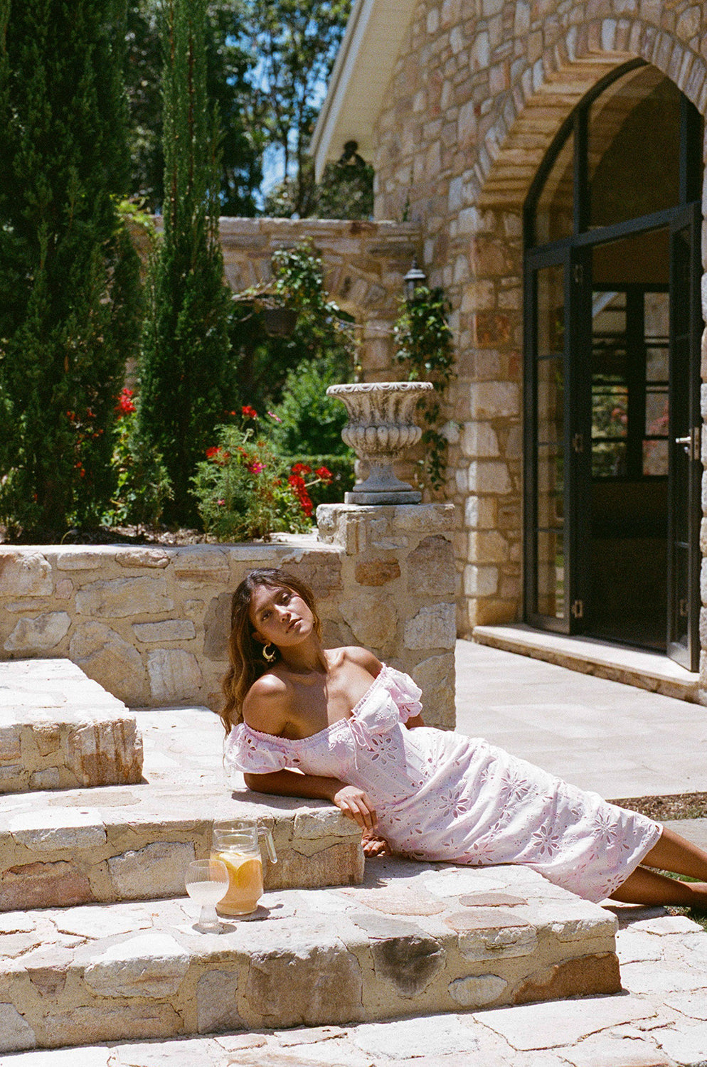Jhene Off Shoulder Midi Dress - Pink