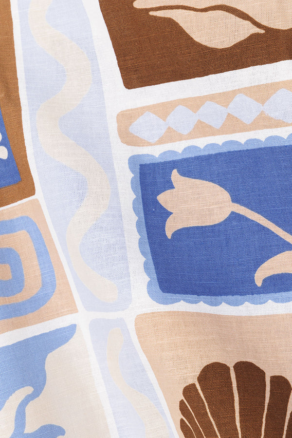 Blue Solis Sea Shell Print V Neck Mini Adi Dress