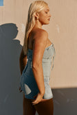 Blue Denim Strapless Tie Fiore Top