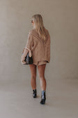 Tan Knit Elastic High Waist Addison Shorts