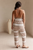 Tan and White Stripe Knit Halter Paz Jumpsuit