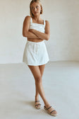 White Twin Pocket Drawstring Mini Davina Skirt