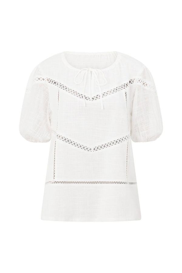 White Cheesecloth Puff Sleeve Amelia Top