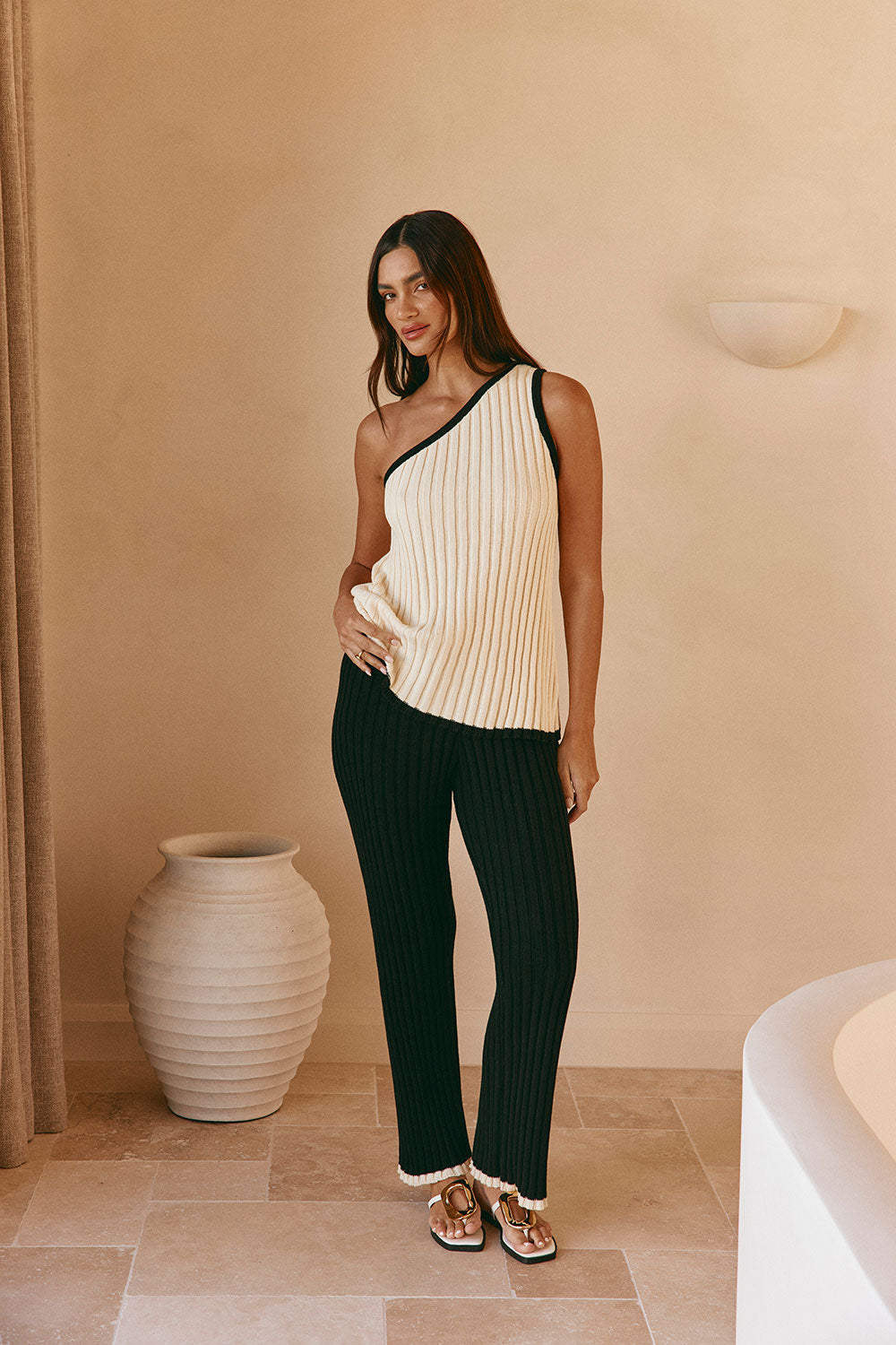 Black Ribbed Aylani Pants