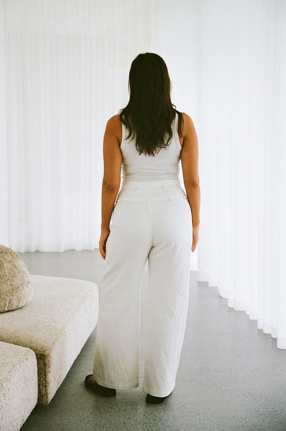 White High Waist Cargo Pocket Tie Jaicee Pants