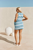 Blue and White Stripe Wrap Mini Maylin Skirt