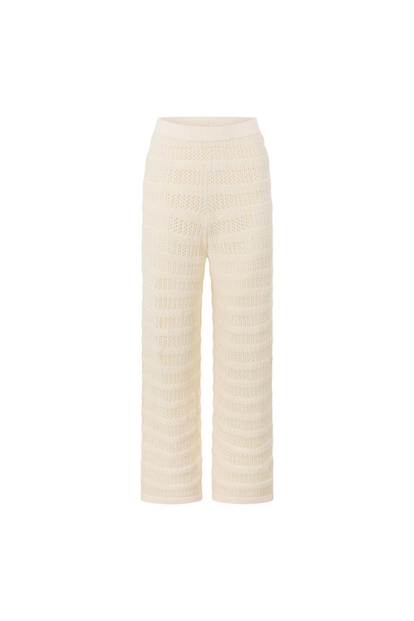 Beige Knit Elastic Zhuri Pants