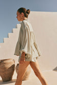 Green High Waist Drawstring Panelled Huxley Shorts