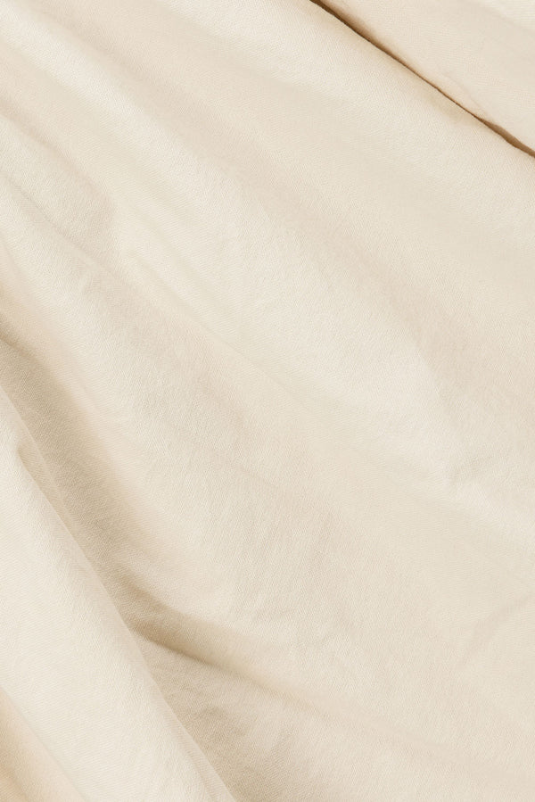 Ava Flounce Long Sleeve Mini Tie Dress - Beige