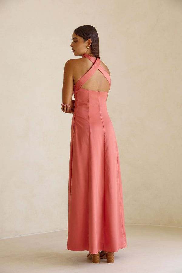 Pink Strapless Scarf Maxi Jianna Dress