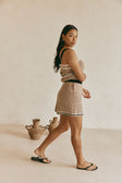 Brown Crochet Knit High Waist Elexa Shorts