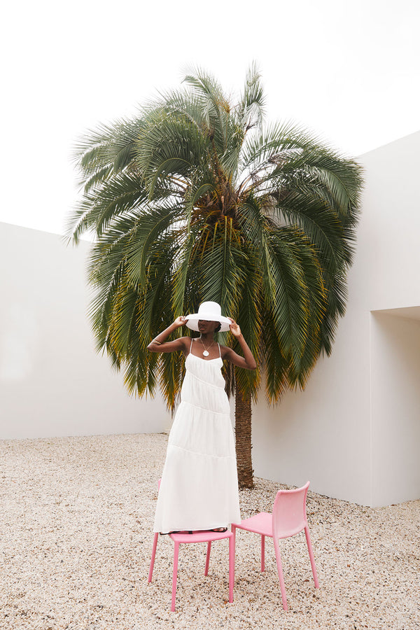 Bridal White Strappy Gathered Maxi Galia Dress