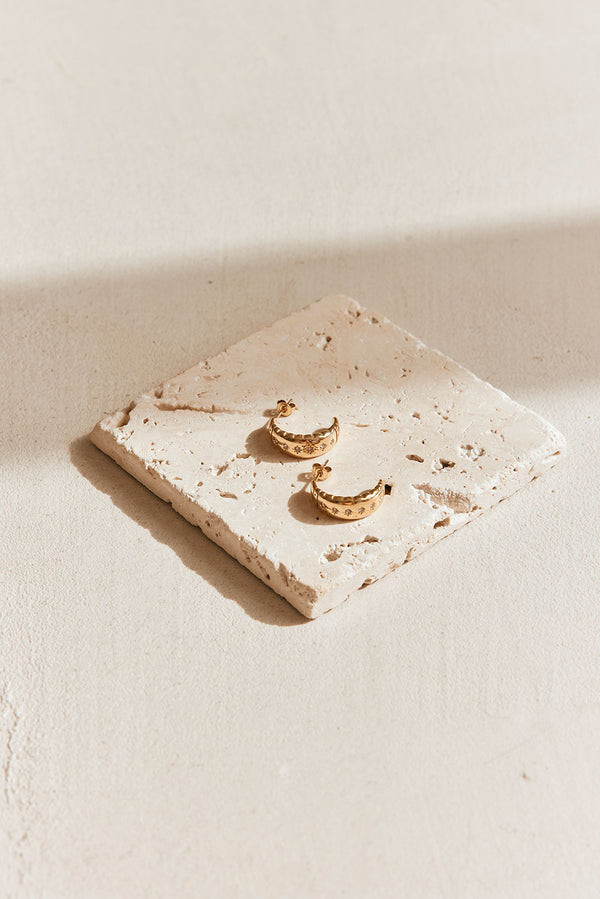 18K Gold Plated Hoop Gemstone Detail Vienna Earrings