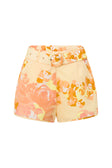 Yellow Floral High Waist Belted Sicily Shorts