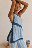 Blue Knit One Shoulder Mirabelle Top