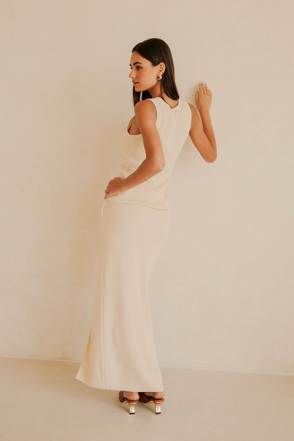 Cream Front Split Wrap Maxi Bridget Skirt