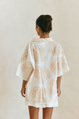 White Coastal Shell Button Up Collar Celestia Top