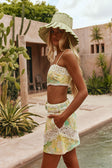 Green Fiore Festivo Print A-Line Mini Aquila Skirt