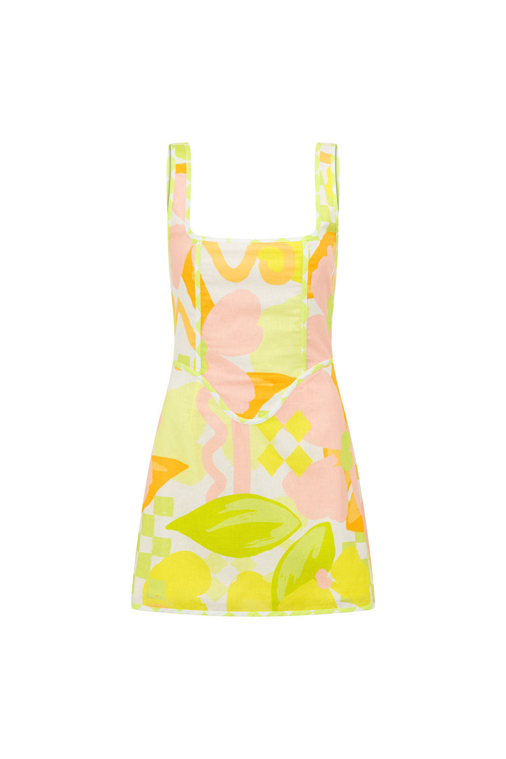 White Checker Floral Mini Tyler Dress