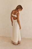Cream Wavy Cotton Knit Maxi Cielo Dress