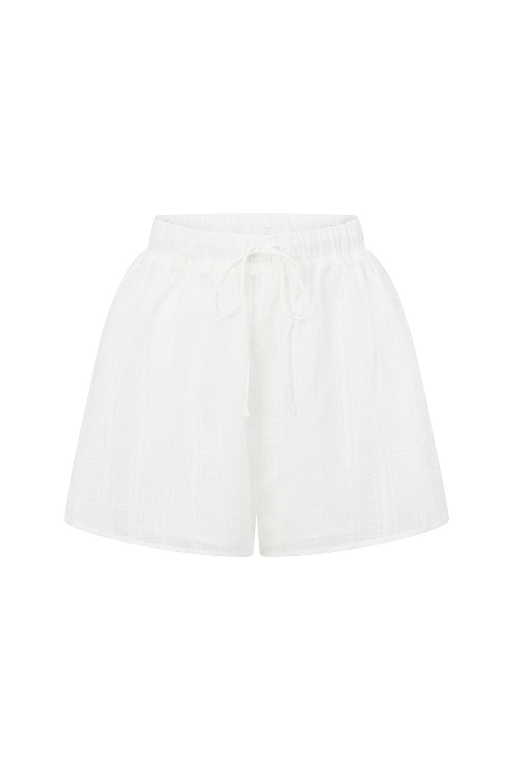 White High Waist Elastic Drawstring Hazel Shorts