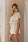 Cream Cotton Knit Shirt Mini Solara Dress