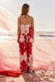 Pink Sole Rosa Print Strapless Pleated Antalya Top