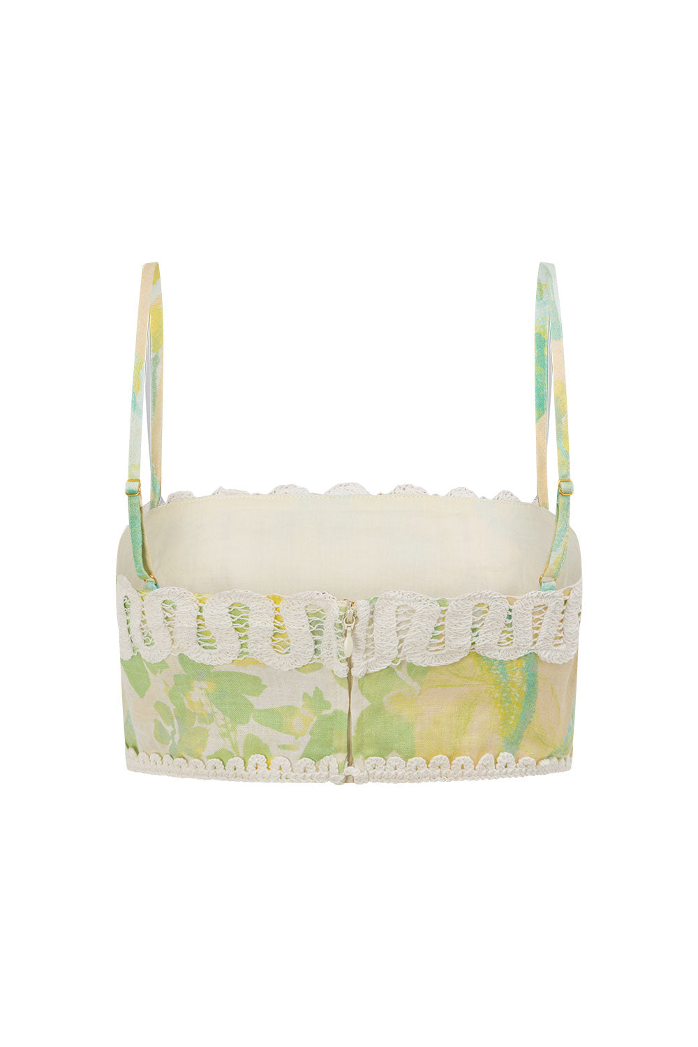Green Fiore Festivo Print Strappy Aquila Crop Top