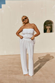 White Wave Knit High Waist Kama Pants