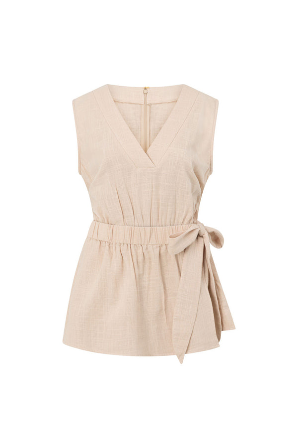 Tan V Neckline Wrap Sandy Playsuit