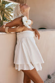 White Strapless Layered Ruched Rocio Dress