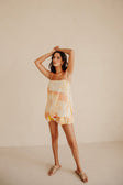 Adiamo Backless Tie Playsuit -Thalassa Rust Print Orange, Yellow, Green
