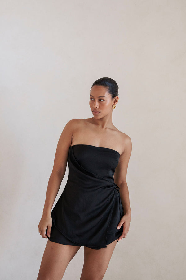 Black High Waist Wrap Mini Kleo Skirt