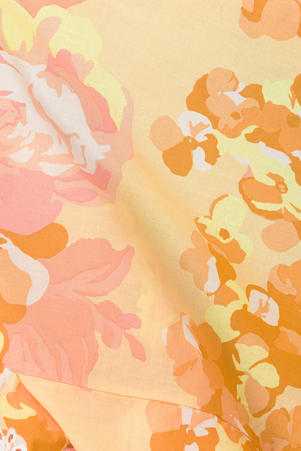 Yellow Breeze Floral Button Up Collar Sicily Top