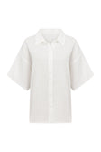 White Cotton Short Sleeve Button Up Inara Top