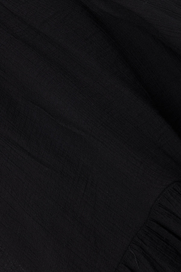 Huxley Panelled Button Up Collared Long Sleeve Top - Black