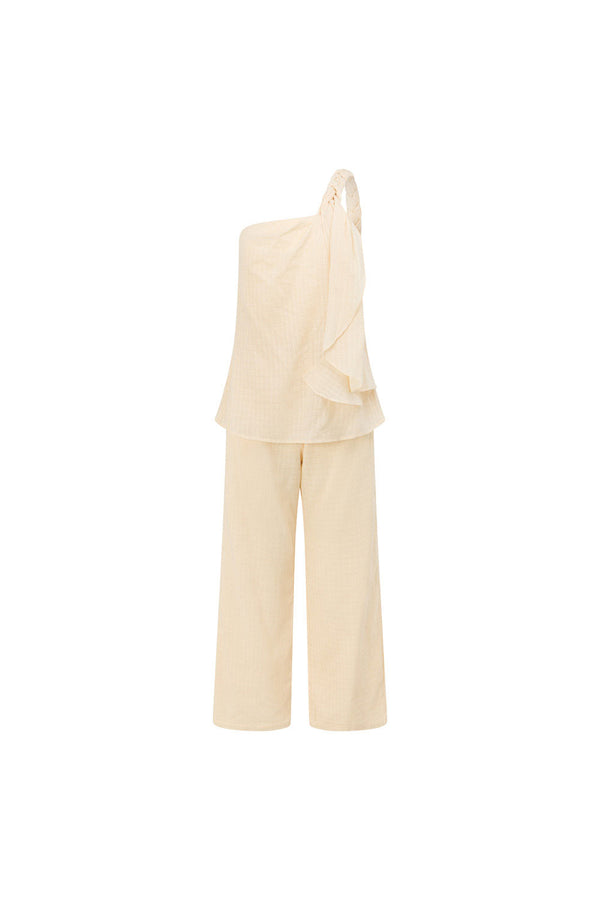 Cream One Shoulder Alabama Jumpsuit