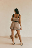 Brown Crochet Knit High Waist Elexa Shorts