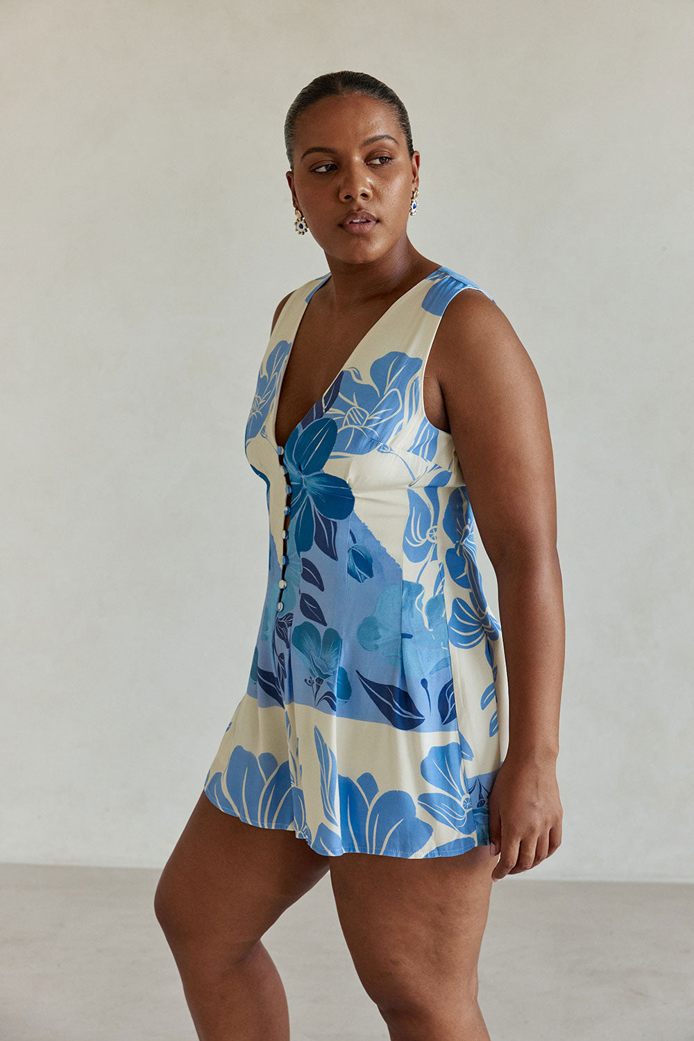 SAMPLE-Jade Playsuit - Azure Bloom