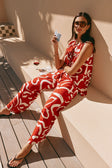 Red Fila Rogue Floral Print Drawstring Elena Pants