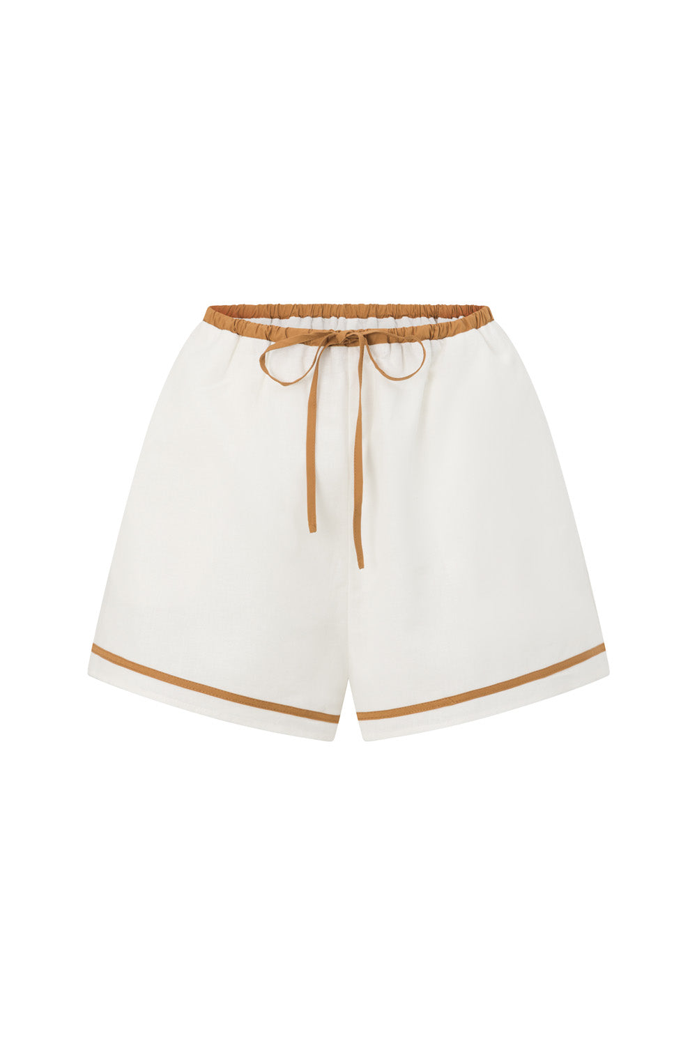 White Linen-Cotton Elastic Drawstring Jayne Shorts