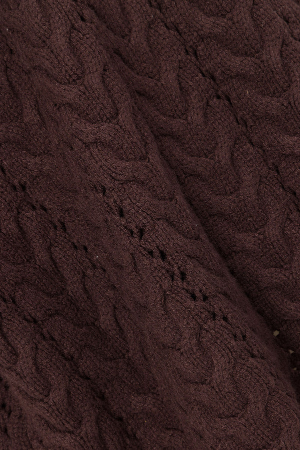 Brown Cable Knit Long Sleeve Tie Mini Sophie Dress