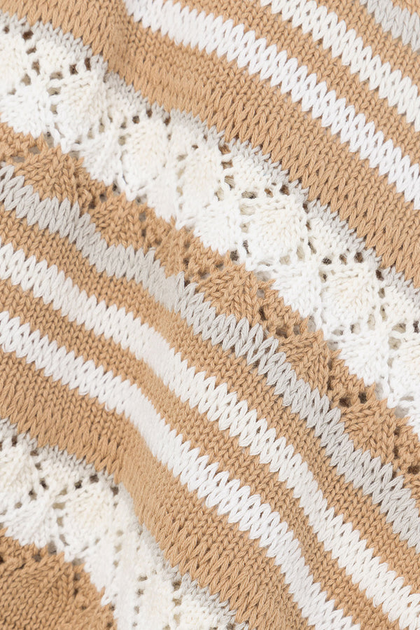 Brown Striped Knit High Waist Mini Alaiya Skirt