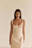 Beige Milkmaid A-Line Maxi Arlette Dress